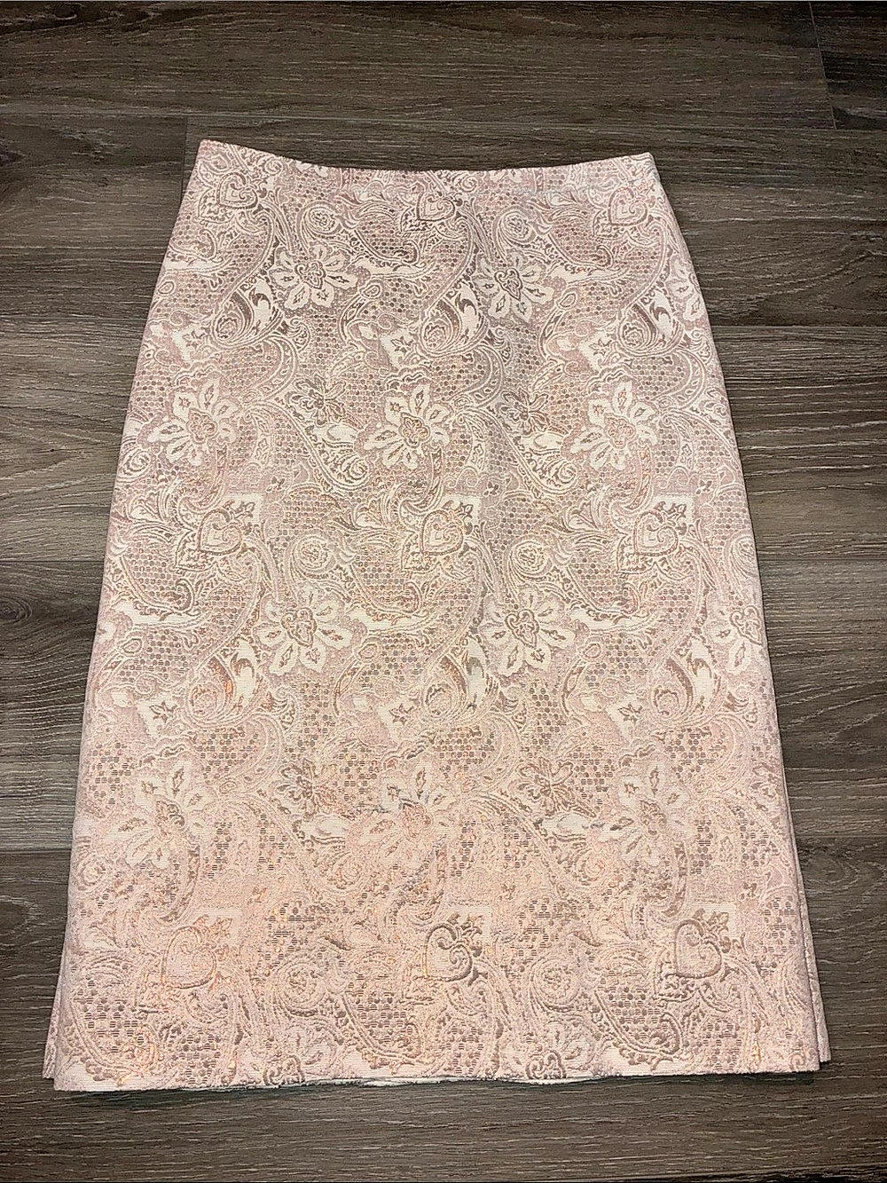 J.Crew Paisley A-Line Skirt in Pink & White pencil style fraying Size 6